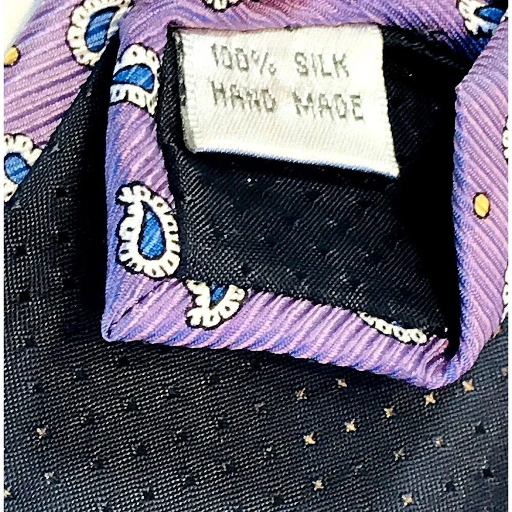 Meeting Street Tie Repp Weave Lavender Purple Paisley Dot Handmade Silk Summery